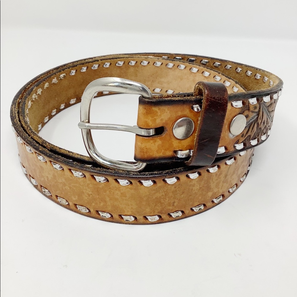 Leather Belt with Eagle Engraving